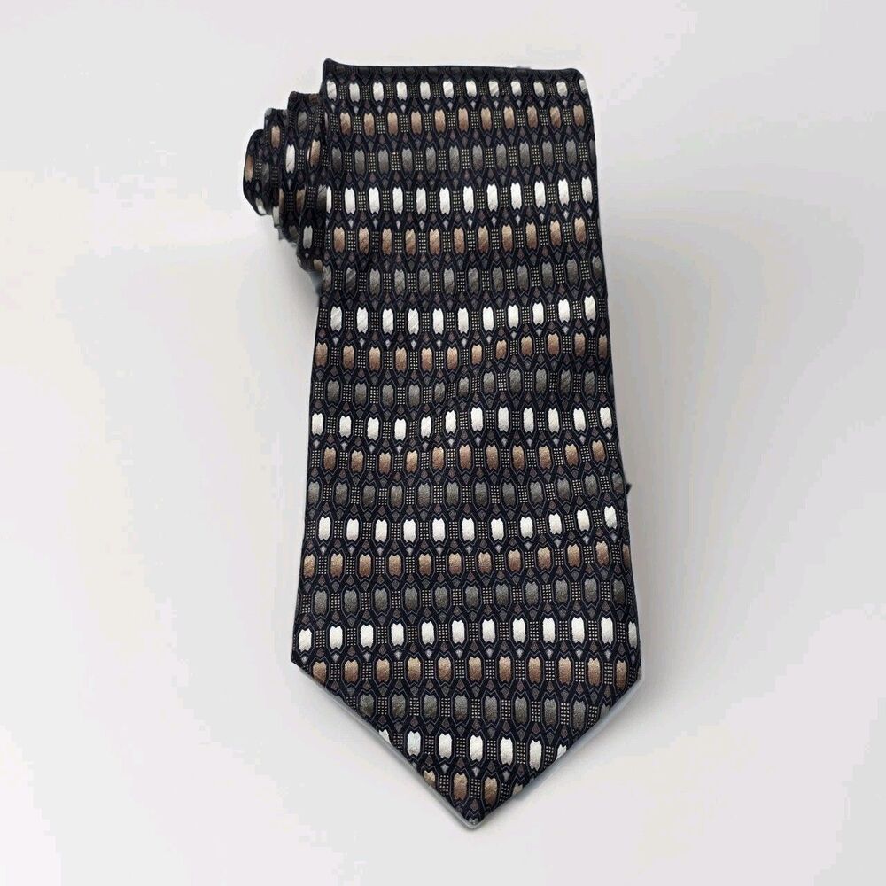 Bill Robinson Tie Mens Silk Geometric Pattern Hand Made Necktie Formal